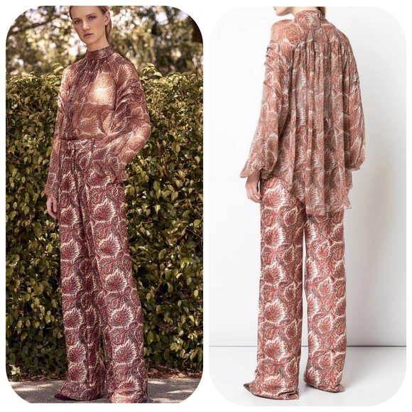 Auc Adam Lippes Smocked Chiffon Blouse